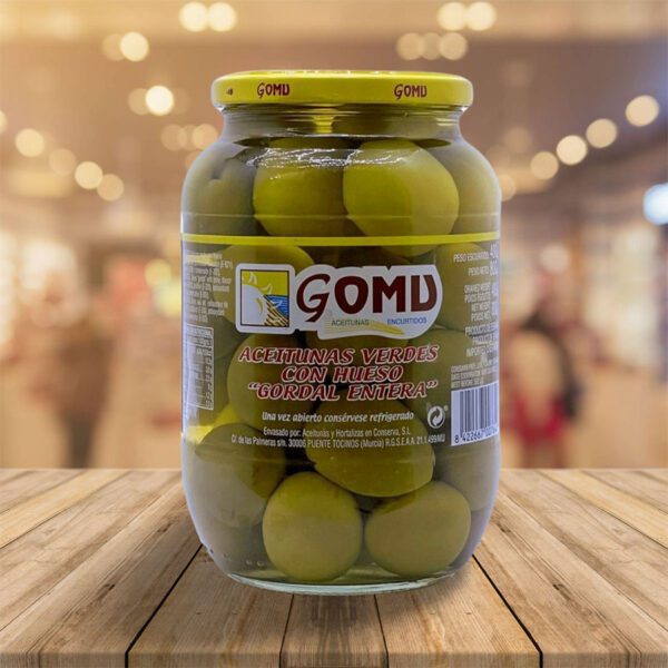 Aceitunas "Gomu" Verdes con Hueso Gordal Entera 480 Gr