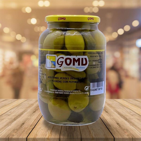 Aceitunas "Gomu" Deshuesadas con Pepinillos 400 Gr