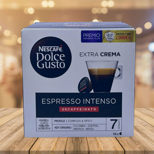 Café Espresso Intenso Descafeinado Nescafé "Dolce Gusto" 16 Cápsulas