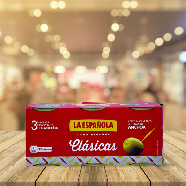 Aceitunas Rellenas de Anchoa Clásica "La Española" Pack de 3 (50 gr)