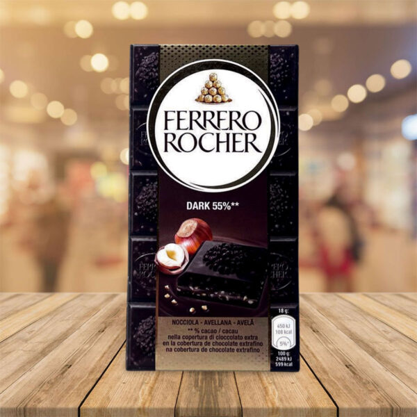 Tableta de Chocolate Negro 55% con Avellanas "Ferrero Rocher" 90Gr