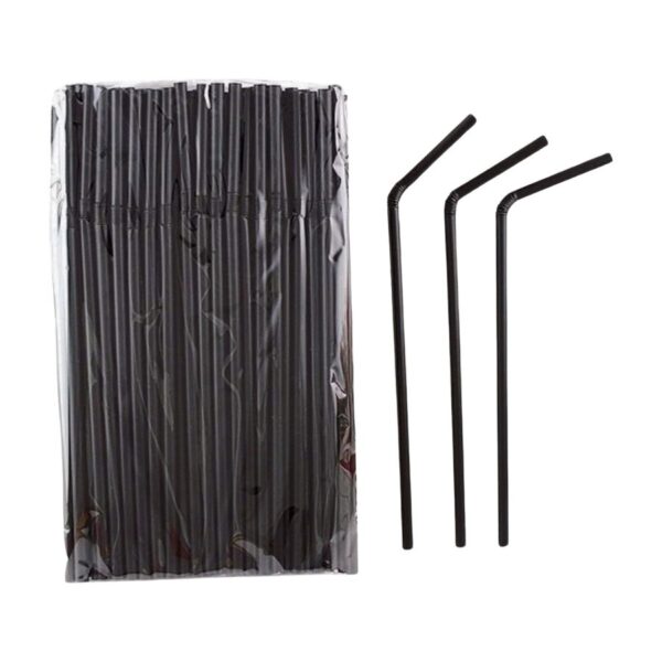 Pajita Plástico Flexible Negra 5x230mm 1000 Unid